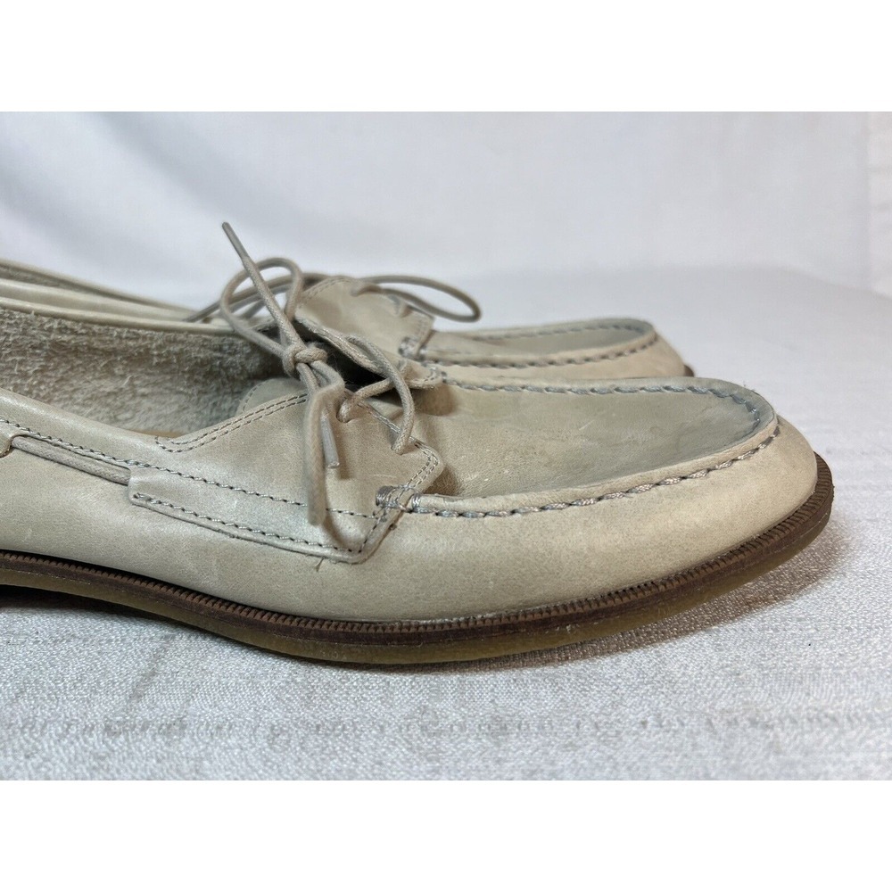 SPERRY Womens Leather Slip on Shoes Tie up bone beige Size 11 - Picture 3 of 12